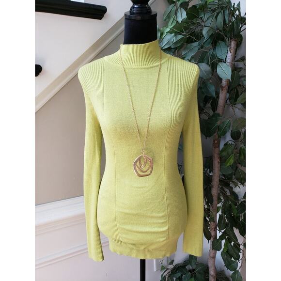 Arden B. Sweater Women's Size Small Green Striped Long Sleeve Mock Neck Pullover - Picture 1 of 9